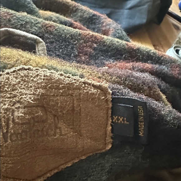 WOOLRICH VINTAGE Aztec Wool Leather JackeT Barn Saddle Chore Lined Navajo XXL - Picture 7 of 11